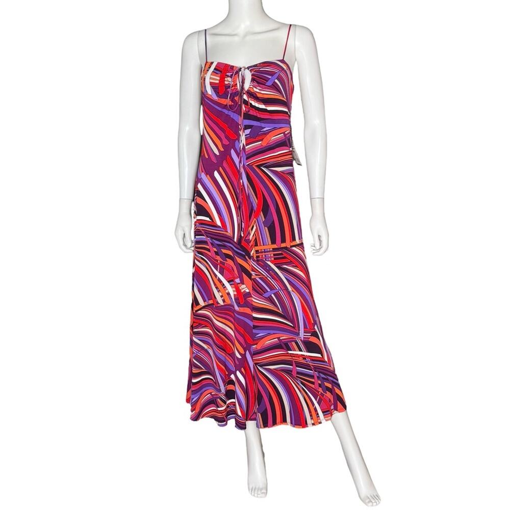Adrianna by Adrianna Papell Women's Printed Midi Dress Purple Multi NWT - Picture 2 of 7